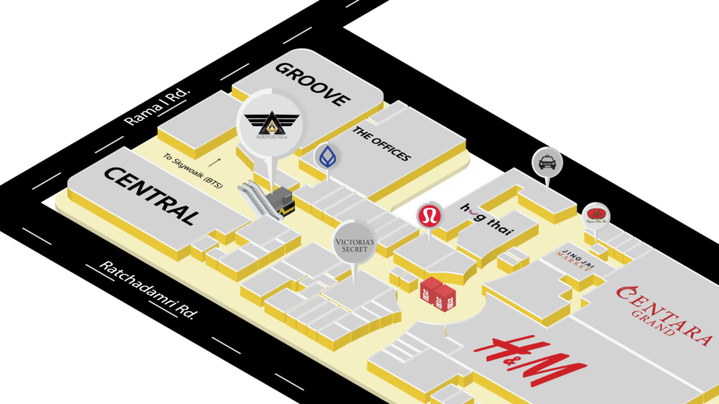 AIRPORTELs luggage storage bangkok at Central World (Groove Zone)