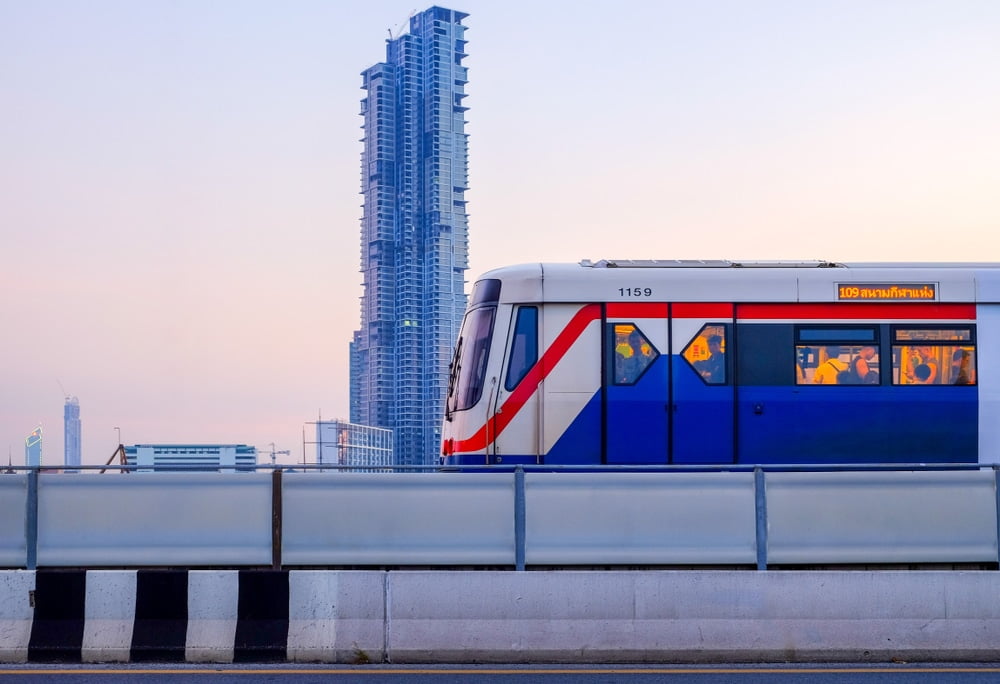 BTS SkyTrain on cityscape,BTS