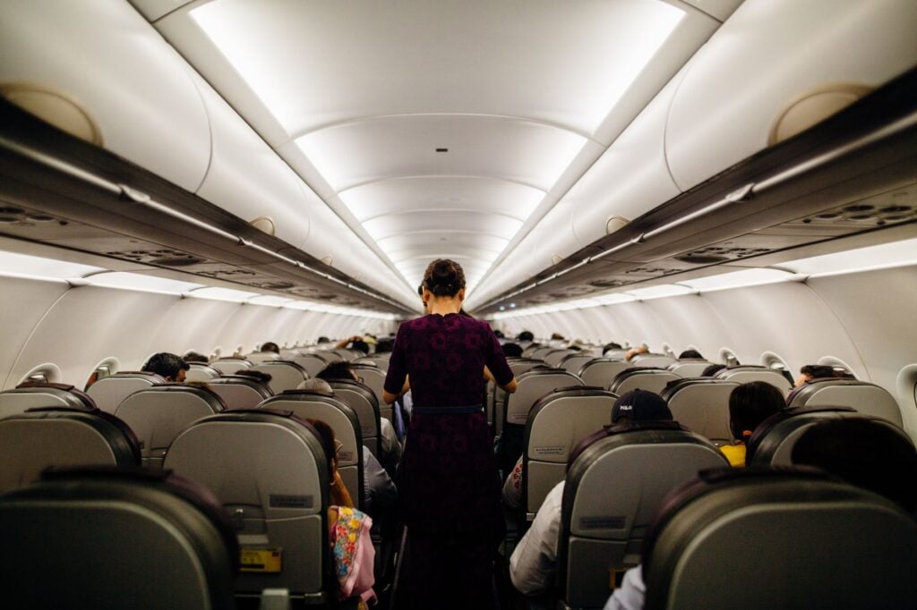 Cabin aisle of an aircraft, where carry-on allowance is enforced